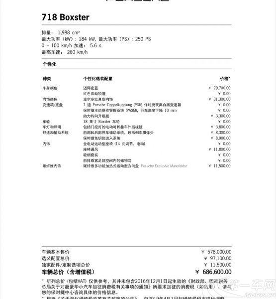 保时捷Boxster [进口] 2018款 2.0T 自动 